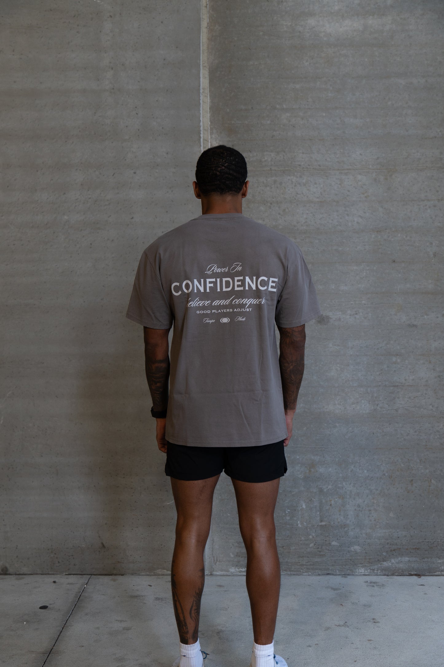 Power in Confidence Oversized Tee - Grey