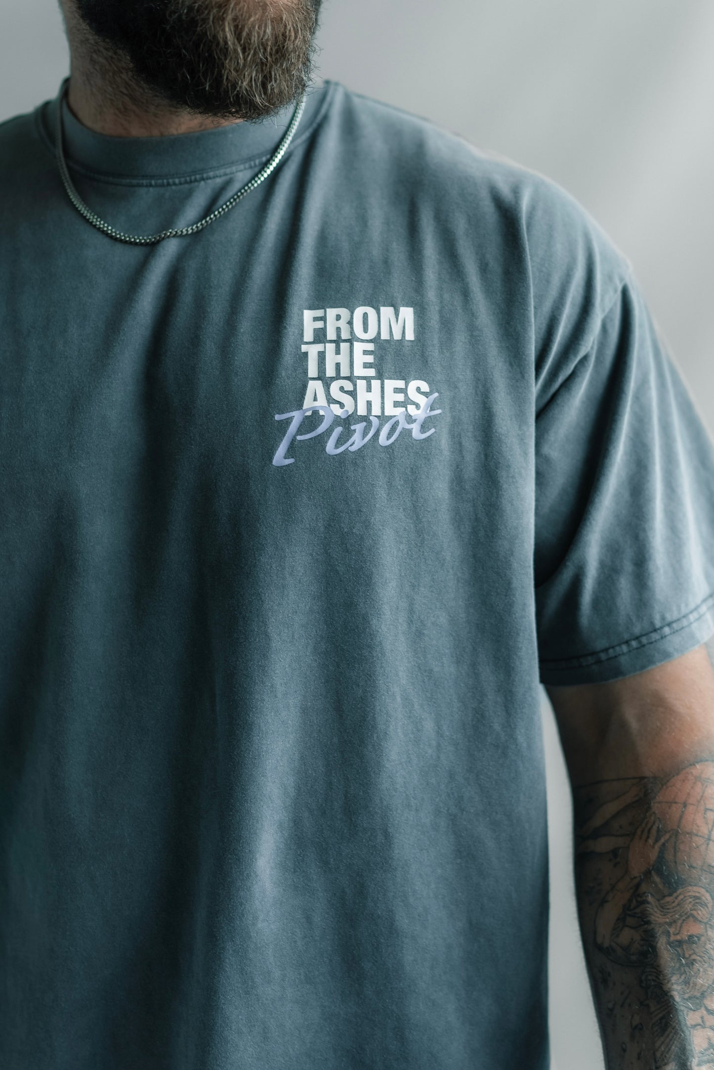 Reborn From The Ashes Tee Acid Wash Grey